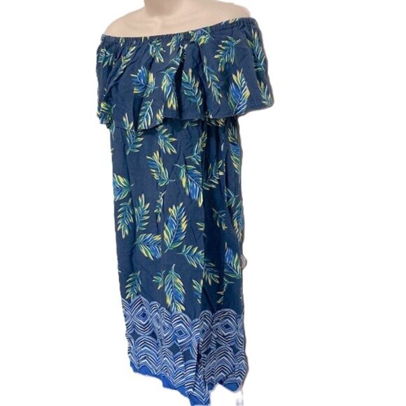 BEACH LUNCH LOUNGE Over the Shoulder Tropical Floral Sun Dress XS - Picture 4 of 11